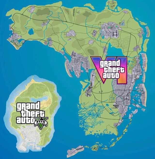 مقایسه نقشه GTA VI و GTA V